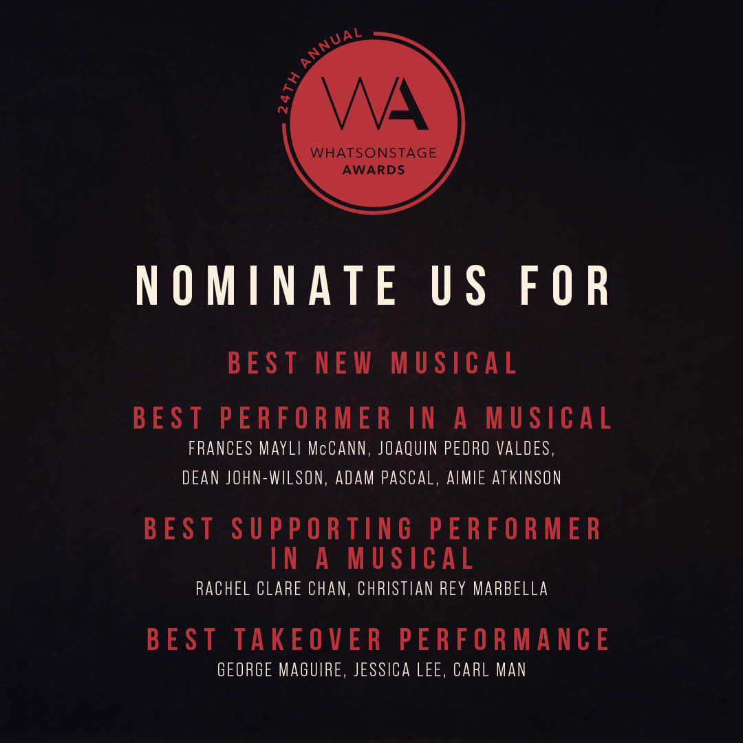 Get those nominations in, Note Takers! 🗳 

As well as "Best New Musical", you can nominate us for: 

🍎 Best Performer in a Musical 
🍎 Best Supporting Performer in a Musical 
🍎 Best Takeover Performance 

You know what to do 👉 awards.whatsonstage.com