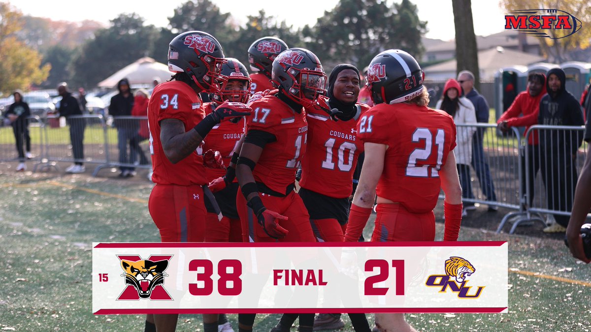 COUGARS WIN!!! Amari Venerable ran for 1️⃣5️⃣6️⃣ yds &amp; 2️⃣ TD's, Justin Pringle caught 8️⃣ passes for 1️⃣3️⃣1️⃣ yds &amp; 2️⃣ TD's and Tyler Barnette had a 'Pick-Six' to held guide No. 15 <a href="/SXUFootball/">SXU Football</a> to a 38-21 victory! #GoCougs🐾🏈 #WeAreSXU