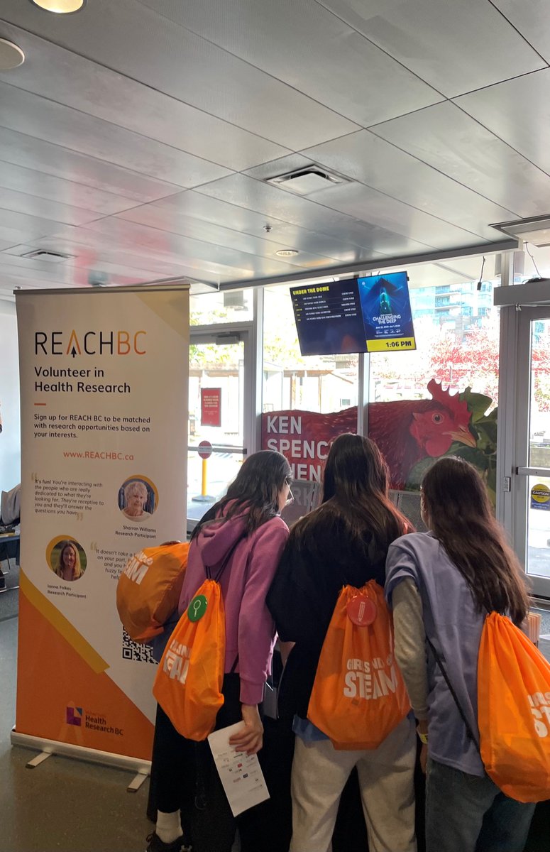 We're at the Girls and STEAM summit at Science World Vancouver today, stop by our table and say hi! Learn about volunteering in health research, snag some REACH BC SWAG, and enter our contest to win Apple AirTags. We're here until 5 pm. #GirlsAndSTEAM #REACHBC #ScienceWorldca