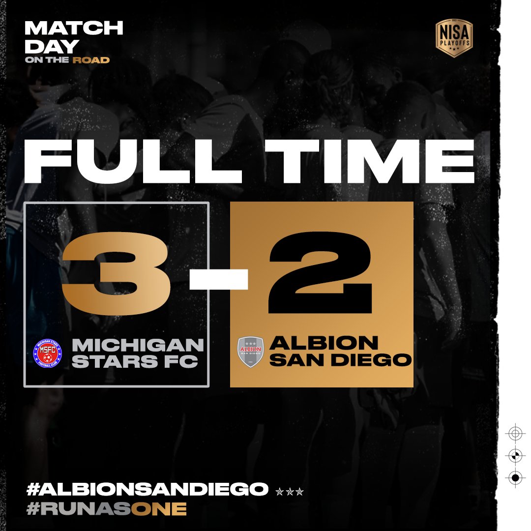 ALBION San Diego (@albion_sandiego) on Twitter photo #FULLTIME:
<a href="/MichiganStarsFC/">Michigan Stars Football Club</a> 3οΈβ£ - 2οΈβ£ #ALBIONSanDiego
Though the 2023 season comes to a close, ALBION proudly represented San Diego and the whole county. We're excited for everything that lies ahead. Thank you for your support all season long!
#GOALBION and #RUNASONEβοΈ #FULLTIME:
<a href="/MichiganStarsFC/">Michigan Stars Football Club</a> 3οΈβ£ - 2οΈβ£ #ALBIONSanDiego
Though the 2023 season comes to a close, ALBION proudly represented San Diego and the whole county. We're excited for everything that lies ahead. Thank you for your support all season long!
#GOALBION and #RUNASONEβοΈ