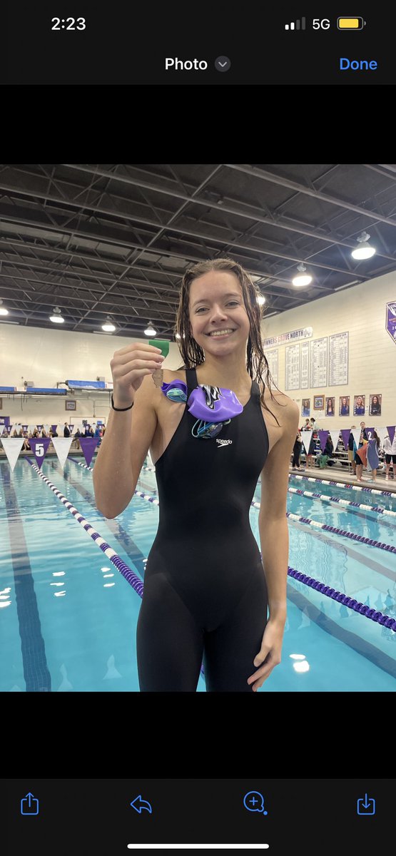 Way to go Elise!!!! Another best time in the 100 free and a trip to the podium in 6th place!! 👏🏻👍🏻 <a href="/RMHSMUSTANGS/">Rolling Meadows HS</a> <a href="/RMHSstampede/">STAMPEDE</a>