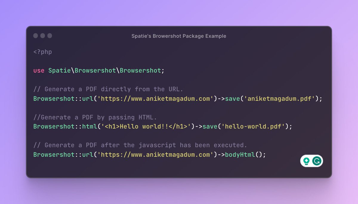 magadum_aniket's tweet image. Hey Laravel Developers 👩‍💻,

I have seen many of us struggling with working on PDFs using the dompdf PHP library, as it supports CSS only up to version 2.1.

A cool alternative to this would be to use Spatie&apos;s Browsershot package🔥

It uses Puppeteer under the hood which is a…