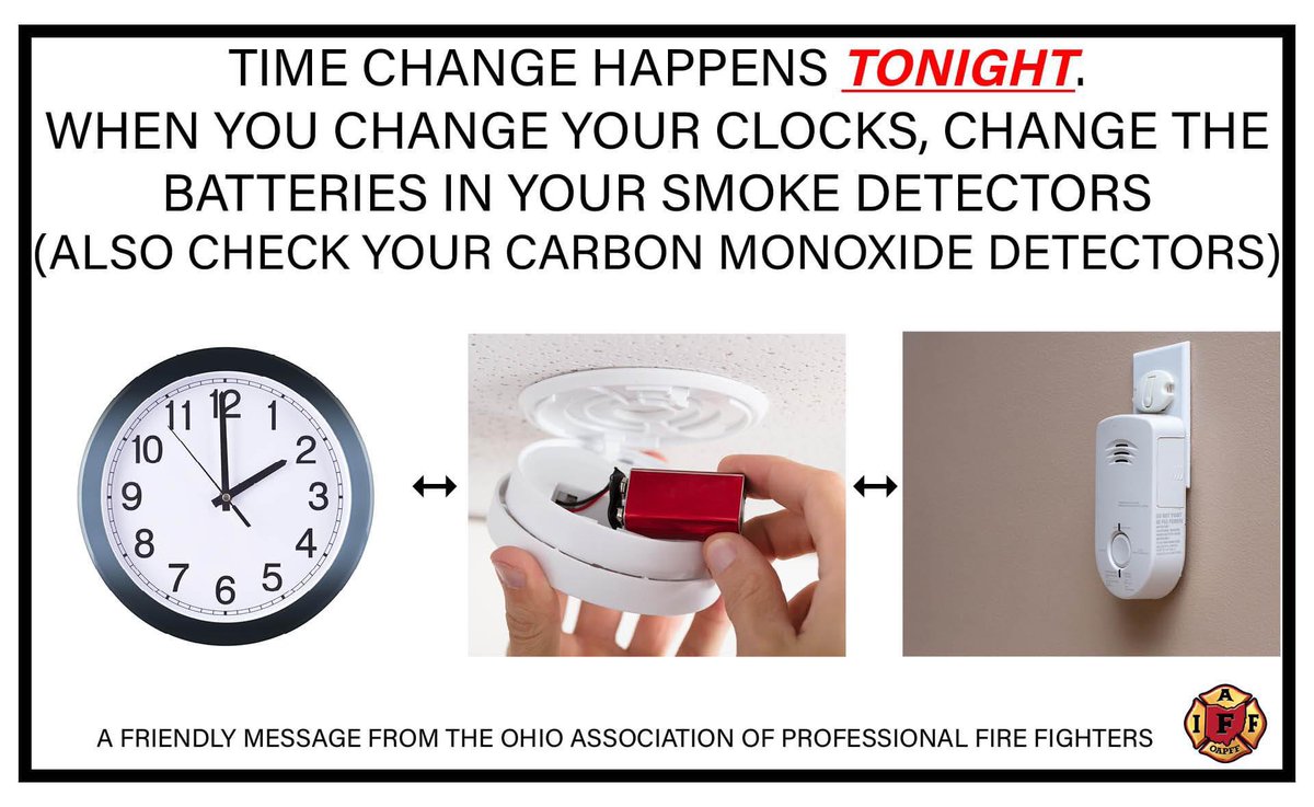 Change your clocks and change the batteries in your smoke detectors. Keep your family and home safe.