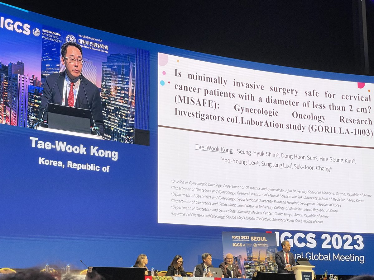 ggardnermd's tweet image. Congratulations Dr Tae Woo Kong on the outstanding presentation of the GORILLA Trial evaluating surgical technique for radical hyst in early stage cervical cancer Great opening session #IGCS2023 ⁦@SGO_org⁩ ⁦@GYNCancer⁩