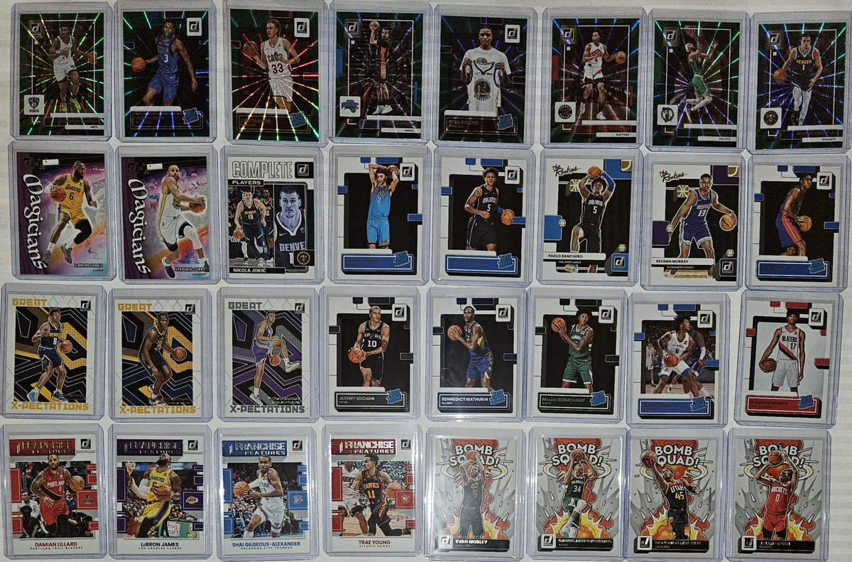 3bangerbreaks's tweet photo. Some of the hits from the 2022-23 #Panini #Donruss #Basketball #Blaster #Box #Break
#TBBCrew #TBBDraft #TBBRazz #NBA #RatedRookies #ChetHolmgren #Thunder #PaoloBanchero #Magic #Inserts #BombSquad #FranchiseFeatures #GreatXpectations #Dunk #CompletePlayers #Green #cardconnection https://t.co/zFp6hrilsq