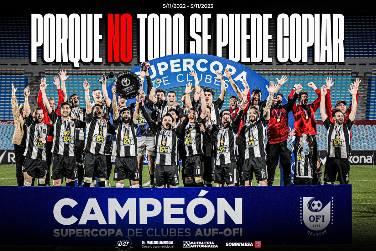 Hace 1 año nos consagrabamos campeones de la Supercopa AUF OFI, nada más y nada menos que en el Primer Estadio donde se jugó una final de la Copa del Mundo.

El 5 de noviembre de 2022 el Club Atlético Central escribió una página más en la rica historia del Fútbol Uruguayo