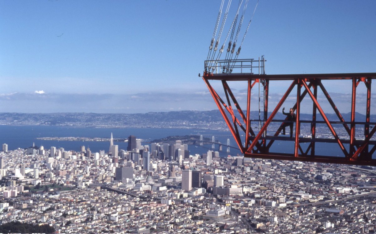 MetGuy1's tweet image. Bill Brick on Sutro Tower. 1980