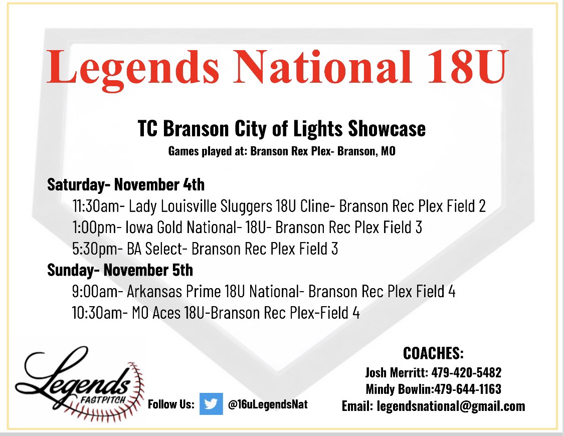 After day 1 of the <a href="/TCSFastpitch/">TC Fastpitch</a> Branson City of Lights Showcase, we are 3-0! Thank you to the coaches who came to watch our girls! Back at it tomorrow at 9am.