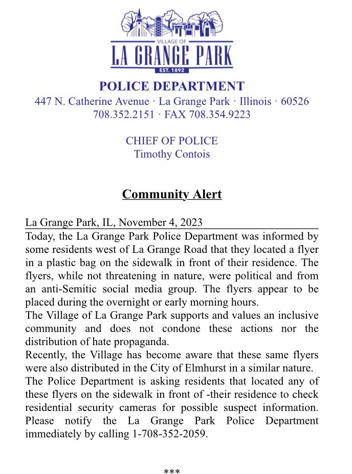 Community Alert - November 4, 2023
