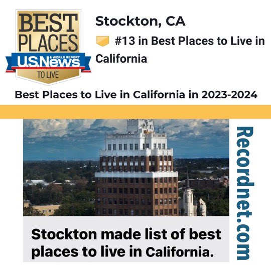 kevinjlincoln's tweet photo. We will continue uniting around our shared vision of Stockton becoming “the best city in America to live, raise a family, and grow a business!” U.S. News &amp; World Report ranked Stockton as one of the top places to live in California! https://t.co/5bNowjXzKl