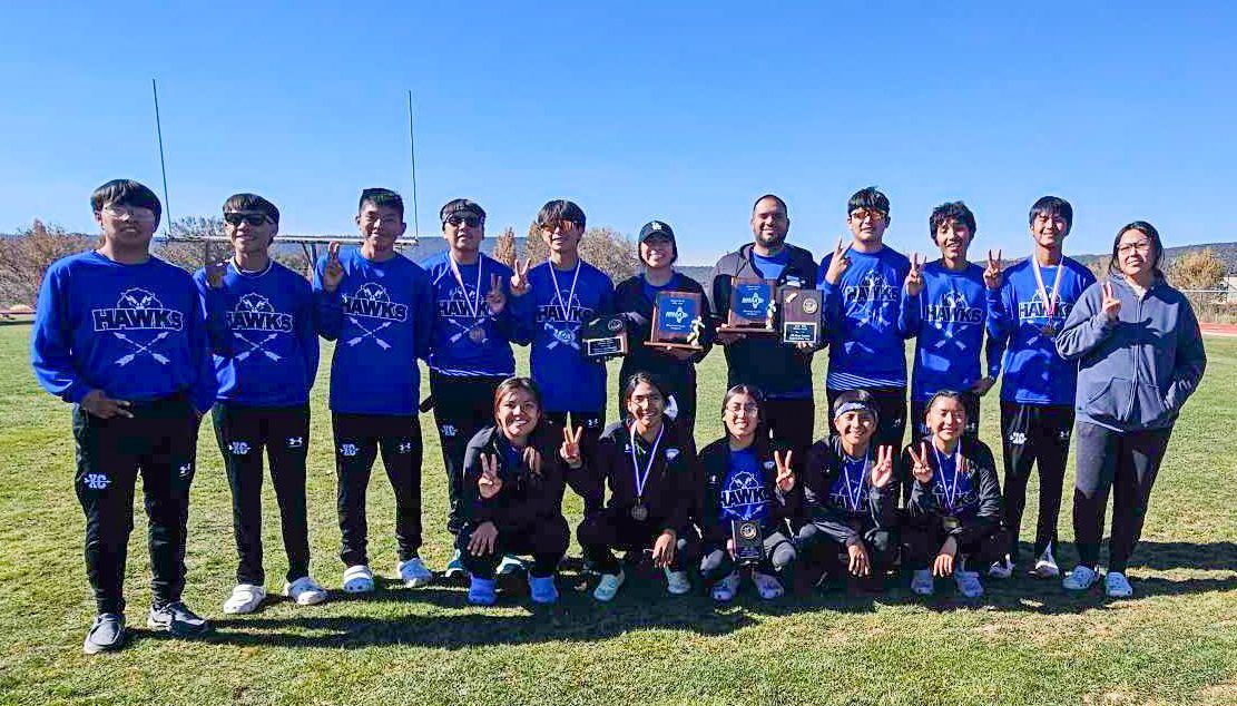 Shout out and congratulations to the Laguna-Acoma (NM) Hawks and Lady Hawks who both placed first in Class 2A Dstrict A cross country championships today. Also, coach Lacey Natseway was named coach of the year for both boys and girls teams. #NativePreps #Laguna #Acoma
