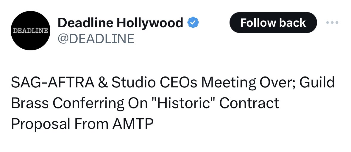 PURE BULLSHIT, spin, and propaganda.
Deadline is owned by the AMPTP. 
NONE of this is real. The only source we need to pay attention to is <a href="/sagaftra/">SAG-AFTRA</a> .
#SagAftraStrong #SAGAFTRAstrike #Power2Performers
