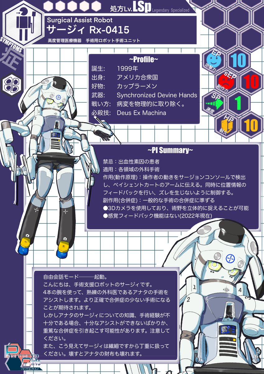 サージィRx-0415
(通称:手術支援ロボット、ダビンチサージカルシステム)
 #お前らロボット所持解禁されたら何持つの 