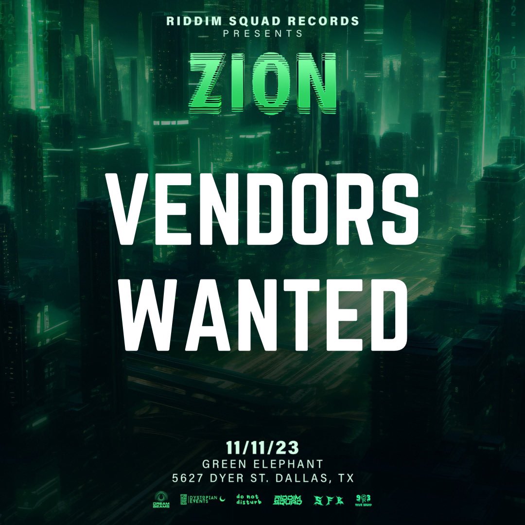 ZION DALLAS IS 1 WEEK OUT 🐇

-2 STAGES
-MULTIPLE GENRES
-VENDORS
-LASERS

TICKETS: linktr.ee/RIDDIM.SQUAD