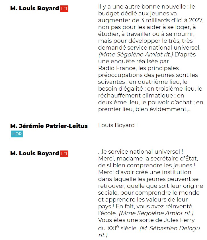 OutOfContext_AN's tweet photo. Extraits de Louis Boyard sur le budget "Sport, jeunesse et vie associative" #DirectAN https://t.co/uOMfE3Vmn1