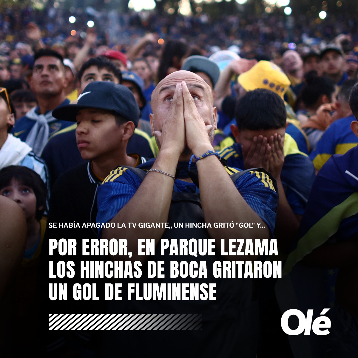 DiarioOle's tweet photo. En el Parque Lezama, donde miles de hinchas de Boca se juntaron a ver el partido, se vivió una situación tan increíble como real...

En el momento del gol de Gemán Cano (el 1-0), los televisores se habían apagado por un rato, alguien gritó 'gol' y cientos de xeneizes -pensando que era de Boca- se sumaron en el festejo