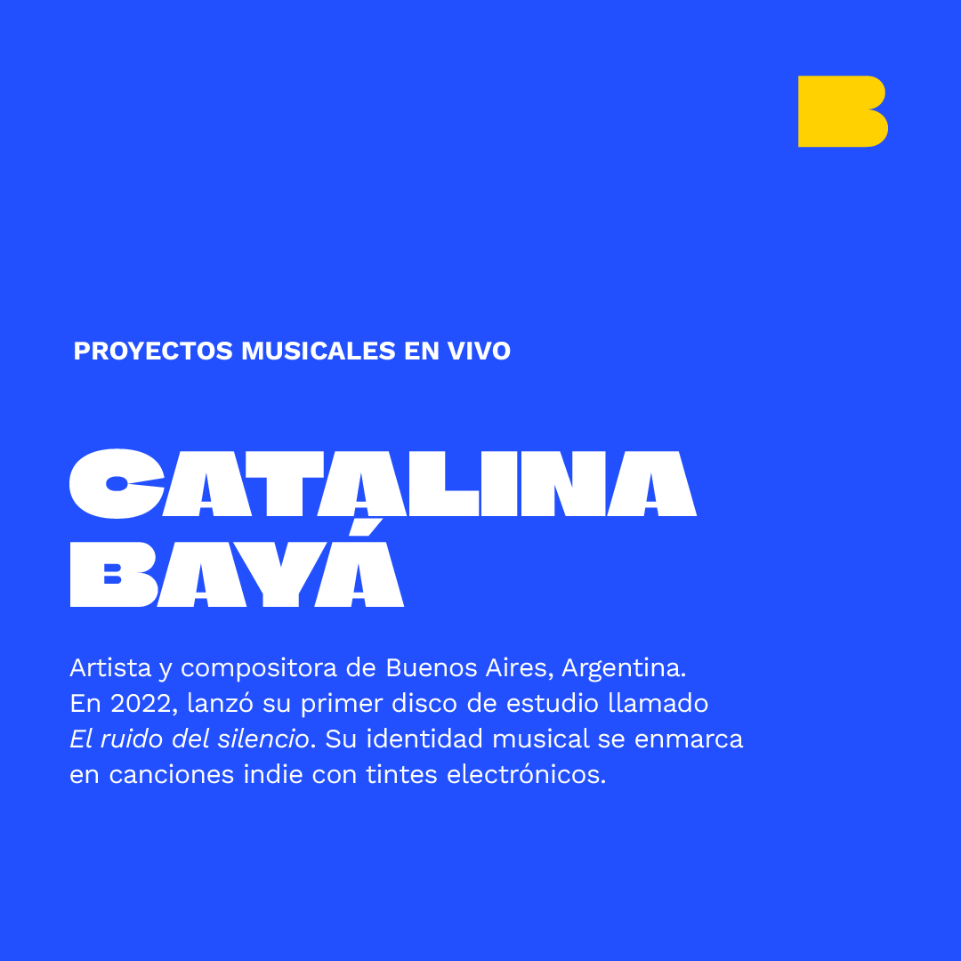 Estxs son lxs ganadores de las Convocatorias Especiales 💥

Catalina Bayá (Bs. As. 1998) artista y compositora, lanzó su primer álbum El ruido del silencio en 2022. Es una de lxs 7 ganadorxs de la convocatoria Proyectos Musicales en vivo.

¡Felicitaciones! 🎙️ #LaBienal10Años