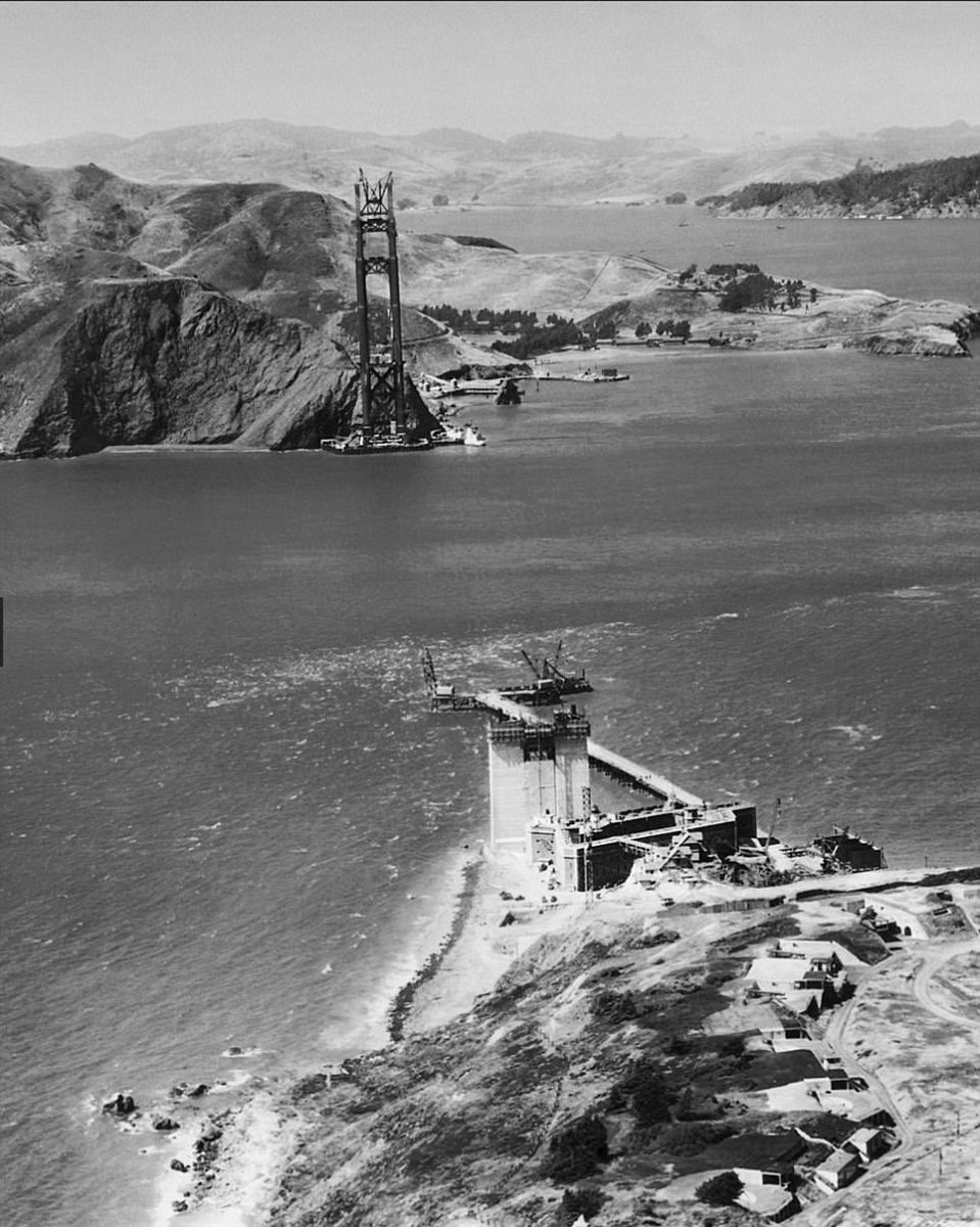 This rare photo captures the early construction of the Golden Gate Bridge, a pivotal moment in the development of San Francisco's transportation infrastructure.

In 1848, the city's population was meager, with fewer than 500 residents. However, the Gold Rush in 1849 led to a