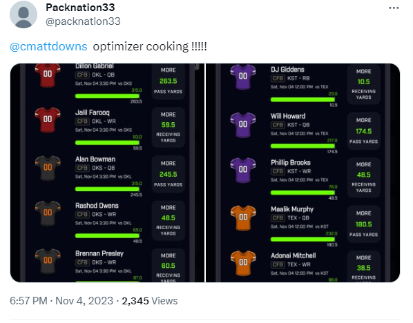 thomasjordaniv's tweet photo. Since we've had so much CFB Correlation success today, let's do a giveaway before NFL tomorrow 😈

I'll be giving away one free month of Correlation Tool access to one person that Likes + RT's this tweet! Must also be following me. 

I'll announce the winner tonight around 10PM ET! 

Goodluck if you enter 👇

https://t.co/T00LMyo3yH 

#DFS #PlayerProps #GamblingTwitter #PrizePicks