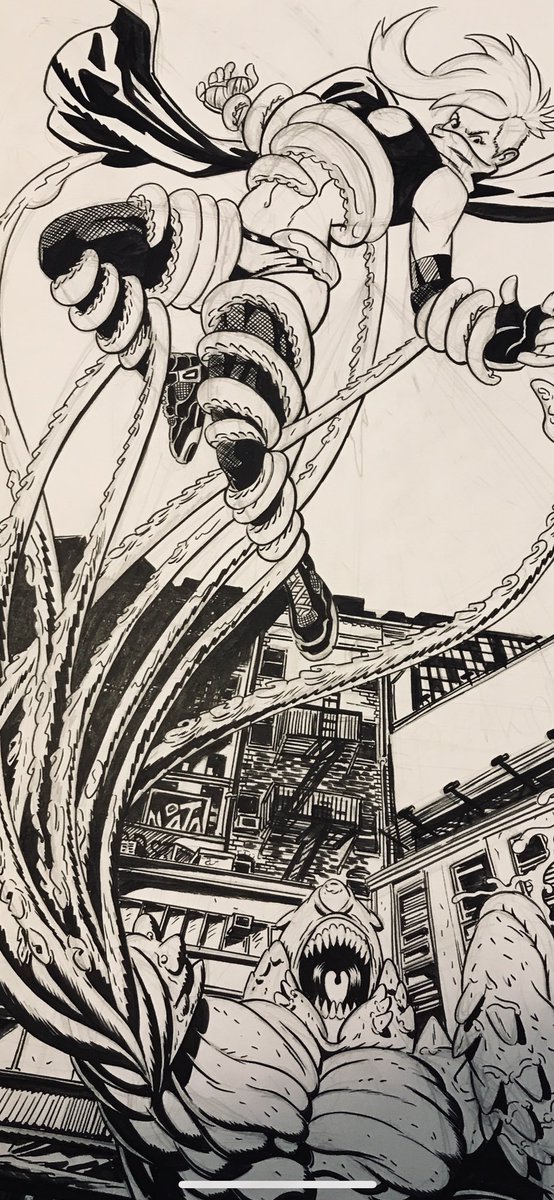 More incredible comic art from our great friend <a href="/Skudsink/">Derick Jones</a> — with Roze entangled in a ‘Scrab battle. Another work in progress... for #screenshotsaturday! Stay tuned for more action packed adventure.
🦀🦑🥀🐍🦾🍕

#pizzakidd #indiedev #gamedev #indie #comics #gaming