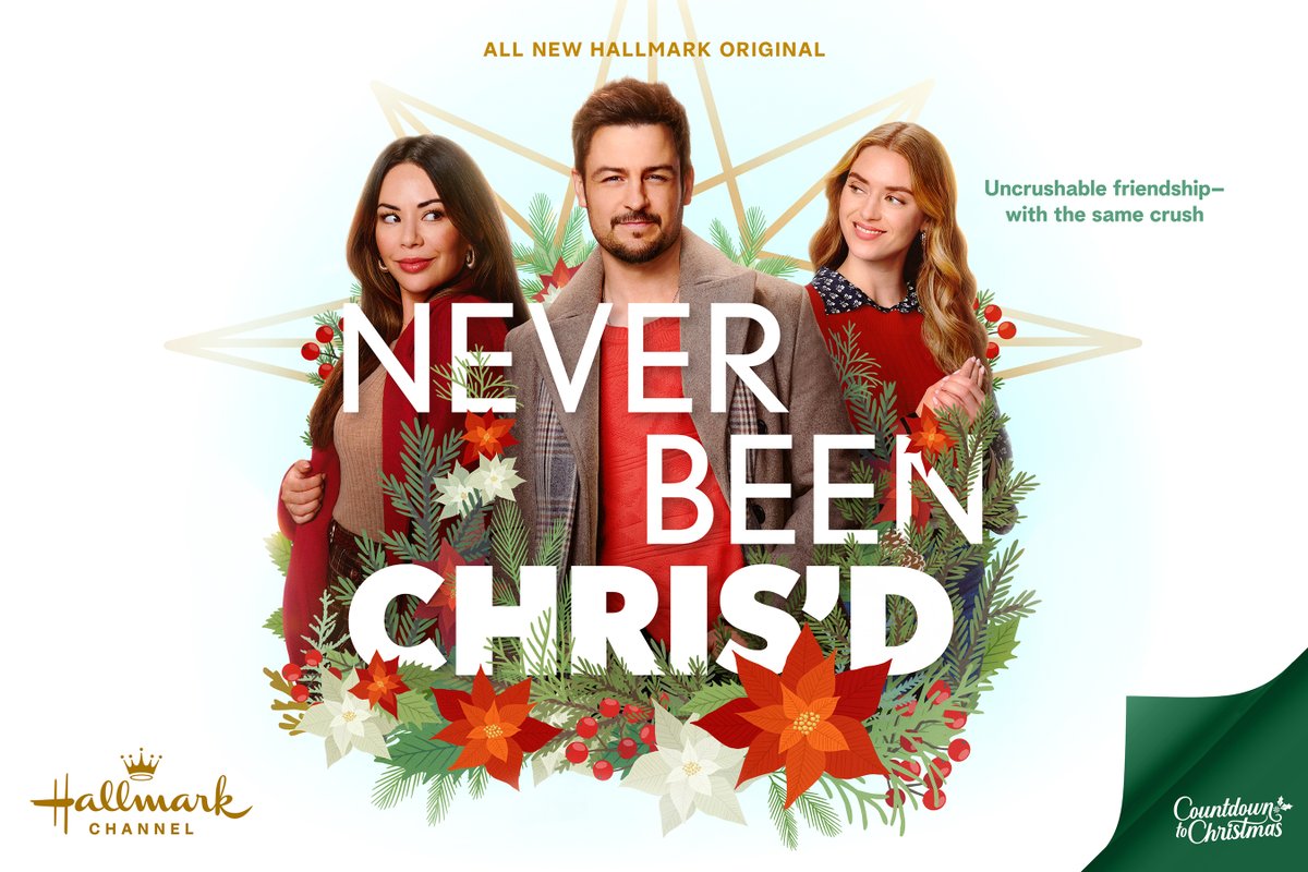 hallmarkchannel's tweet photo. Will a rekindled high school crush put Naomi and Liz’s lifelong friendship to the test? ❤️ 🤔 Tune in NOW to the all new movie #NeverBeenChrisd, also starring @tyler_hynes featuring "Snowglobe" by Deza! ❄️ 📺 https://t.co/9MJks5ojZc