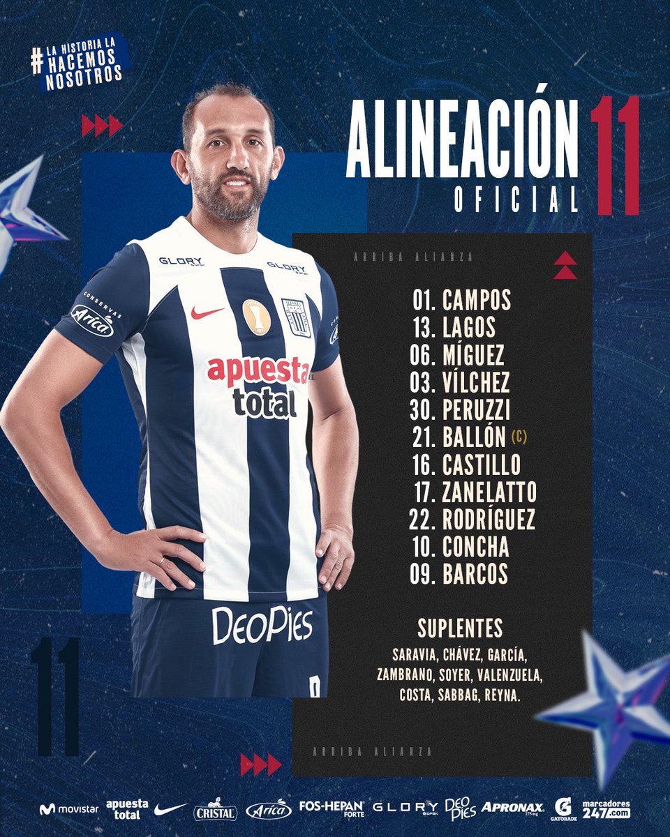 ClubALoficial's tweet photo. ¡𝗔𝗧𝗘𝗡𝗖𝗜𝗢́𝗡 𝗕𝗟𝗔𝗡𝗤𝗨𝗜𝗔𝗭𝗨𝗟! ⚪️🔵

Esta es la alineación oficial del 𝗕𝗶𝗰𝗮𝗺𝗽𝗲𝗼́𝗻 para el partido ante @Universitario en el Monumental.

#LaHistoriaLaHacemosNosotros 
#PorElTri
#JuntosHastaElFinAL https://t.co/1g1KMUBBSv