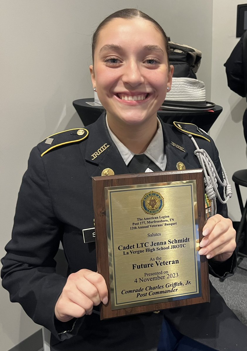A big shout out to Jenna Schmidt for being recognized by the American Legion Post 177 as our “Future Veteran.” <a href="/LHSintheNews/">LaVergne High School</a>