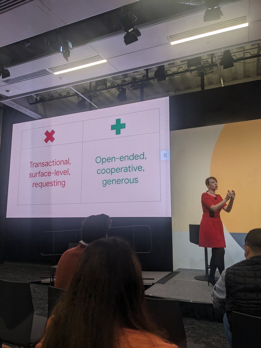 "There's an art and a science in the kinda questions you want to ask when networking." <a href="/MJMadda/">Dr. Mary Jo Madda</a> on tactical advice towards building better social capital in tech. Loving how specific these bits of advice are! <a href="/Springboard/">Springboard</a> #Springboard #Rise