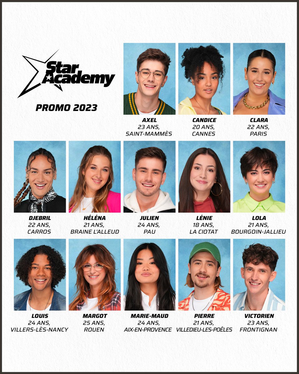 On vous présente la promo 2023 de la #StarAcademy ! 

Alors, qui sera votre chouchou cette année ? 😁