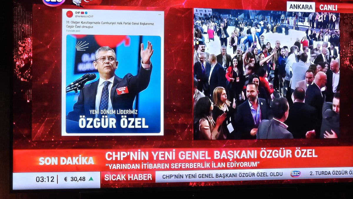 muratdeger's tweet photo. CHP değişirse Türkiye değişir. Türkiyenin aydınlık yüzünü görmek istiyorsanız kongre salonuna bakın. Kavgasız, demokratik.. Yaşasın Cumhuriyet... #CHP #CHP38Kurultay #ChpKurultay #CUMHURIYETİMİZ100Yaşında #eczozgurozel https://t.co/kTSq5GFYn1
