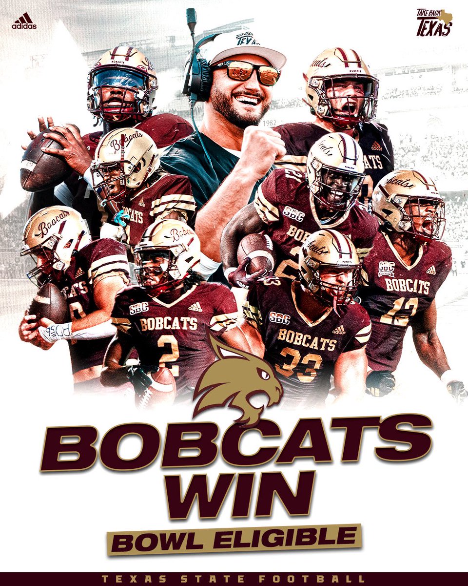 𝐁𝐨𝐛𝐜𝐚𝐭𝐬 𝐖𝐢𝐧‼️

TXST - 45
GS - 24

#EatEmUp  #TakeBackTexas