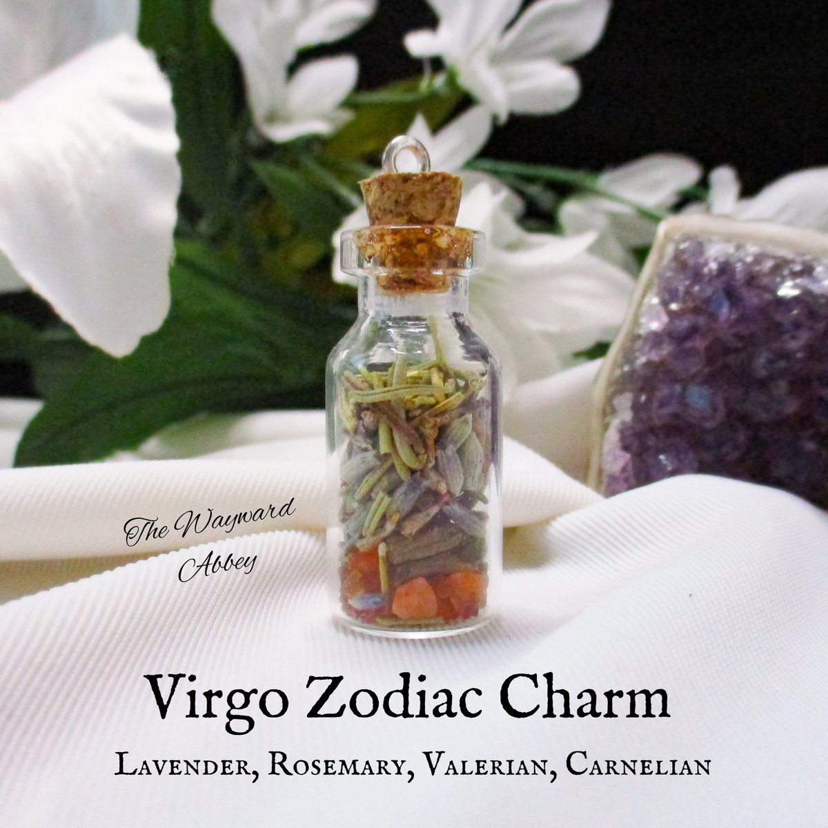 Virgo Zodiac Charm

Lavender, Rosemary, Valerian, Carnelian

Meant to help balance those who are born under this sign. It's a blend of herbs with stone chips associated with this zodiac.

thewaywardabbeystore.etsy.com/listing/941309…

25% off today &amp; tomorrow, no code needed.

~Blessings~Courtney