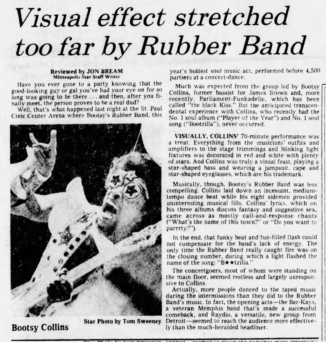 Seems like <a href="/jonbream/">Jon Bream</a> did not enjoy his time in the presence of a 1978 <a href="/Bootsy_Collins/">Bootsy Collins</a>