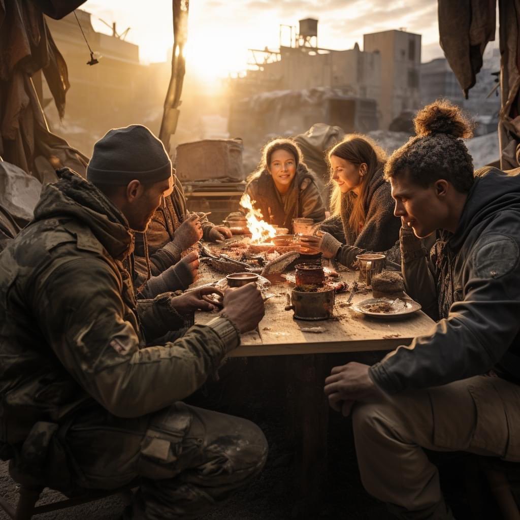 MorrowProject's tweet image. After the harvest is collected and put away, there is a natural pause in village life. Feasting starts the season of cooking, canning, and other methods of preserving food ramp up. The team is following this rhythm too.
#postapocalyptic, #themorrowproject, #morrowproject