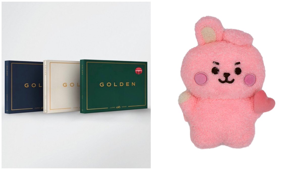 lmarisunl's tweet photo. ✨GOLDEN GA✨

RT to Enter

3 winners will receive 1 random sealed copy of Jungkook’s first Solo album GOLDEN (Target version) and 1 official BT21 COOKY  Heart Plush. 
Winners will be announced in QT on 11/10 @ 7PM PST. 
*Mari Ga’s always worldwide💜 
Let’s keep streaming! https://t.co/jiLWuujChO