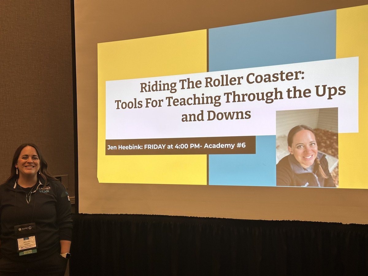 NAPEC2021's tweet photo. Riding the rollercoaster with Jen Heebink! Tools for teaching through ups and down! #NAPEC https://t.co/muHsDIp63B