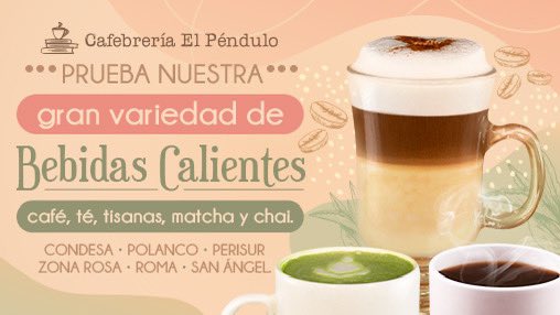 El_Pendulo's tweet photo. ☕️🫖 ¿Has probado nuestra variedad de #bebidascalientes? En noviembre comienza a bajar la temperatura y es la excusa perfecta para probar un espumoso chocolate o un rico café acompañado de alguno de nuestros deliciosos postres. #cdmx https://t.co/vT7T80cmN9