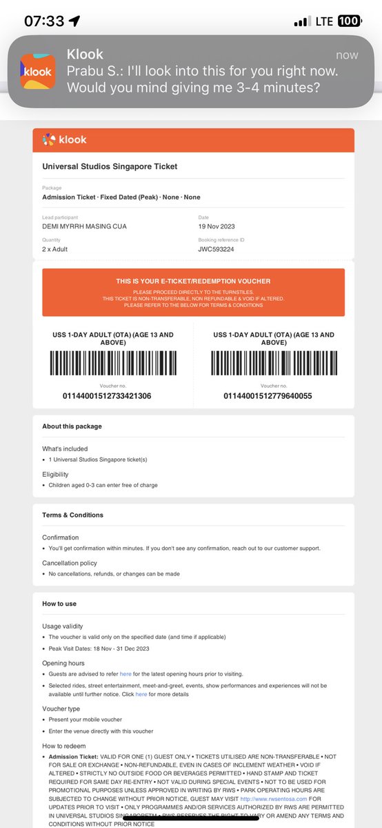 demicua's tweet photo. @KlookTravel claims to be of #GOODWILL. But has made the #finaldecision to issue me a refund only 7 days after I don’t show up.

Not only did they #mislead me to make a #worthless purchase. But they also have decided to hold my #GOODWILL #KlookCredits hostage. https://t.co/mkCdMiWECt
