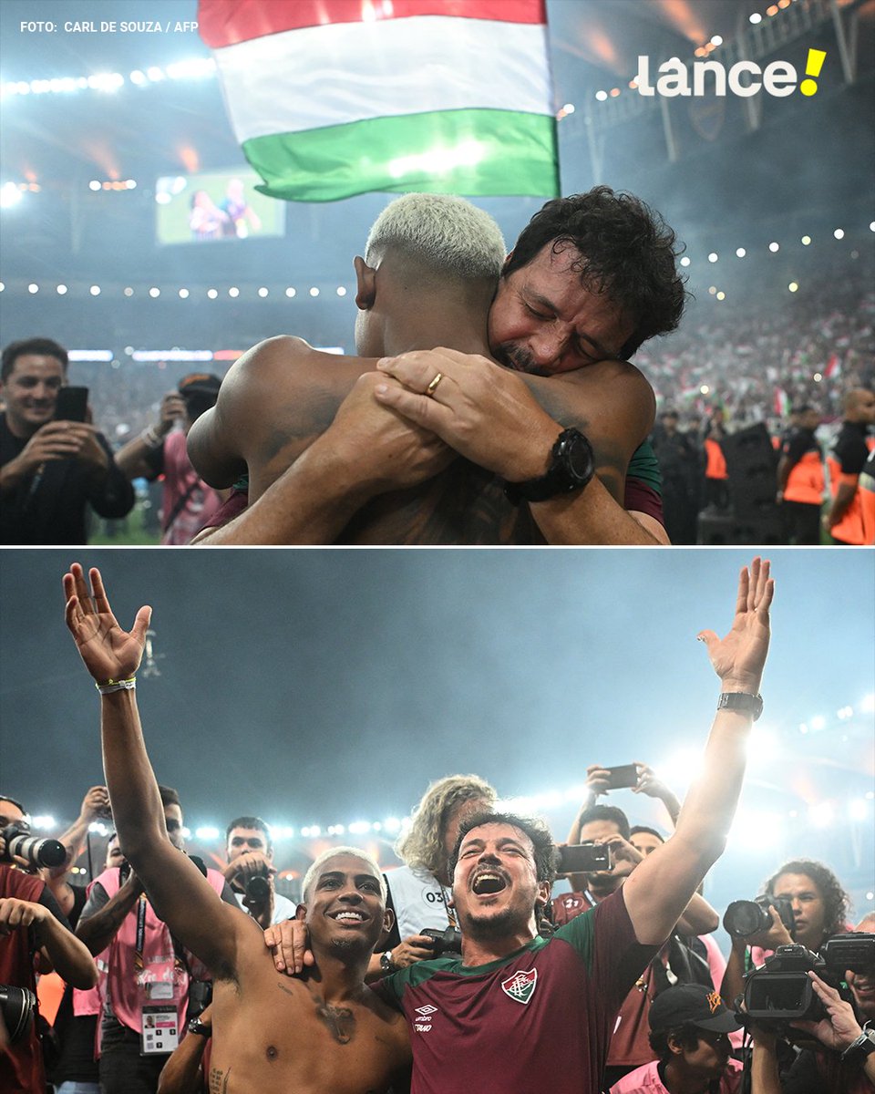 lancenet's tweet photo. Fernando Diniz & John Kennedy! Sem palavras para essa dupla! 🫶🏆🇭🇺
#Fluminense #Libertadores #LanceComFlu #FernandoDiniz #JohnKenndy https://t.co/nxs3yLAAqI
