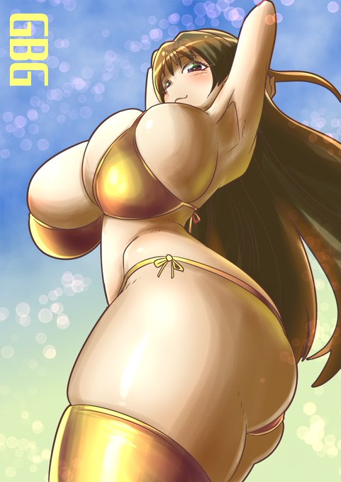 【水着】ゴールデンビキニガールGBG【巨乳】 | キリモミスト #イラスト 描きました! ちょっとだけ暖かい日が続きますので水着でも全く問題ありません! 