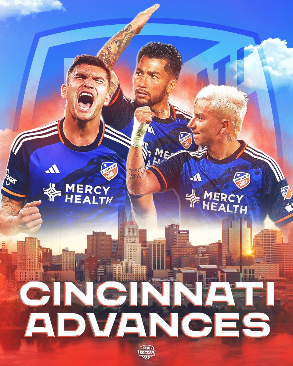 FOXSoccer's tweet photo. NO. 1 FC CINCINNATI ADVANCES TO THE EASTERN CONFERENCE SEMIFINALS AFTER WINNING IN PKs #AllForCincy 🔶🔷 https://t.co/GAZpl2nwed