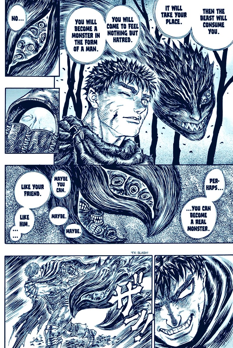 kojion's tweet photo. Berserk 2000

Miura talks about how he lives his life, cutting down on sleep, not going out, and continuing to draw manga.

I don't live a human life. Of course, I don't have a romantic life either. The only friend I see on a daily basis is Mr. Mori.
↓↓ https://t.co/v8WHxg4YCx