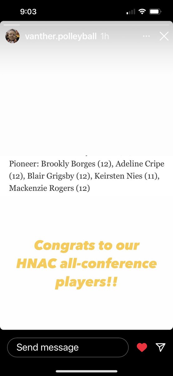 PioneerGirlsVB's tweet photo. Congratulations to our First Team All-Conference players! @BorgesBrooklyn @blair_grigsby10 @kenzierogers_ Addie Cripe and Keirsten Nies! 💛🐾🏐 @ihsvca @ihsaavb @ValTsports @PT_Wicker @PioneerRegional @PioneerJrSrHigh @panther_pep https://t.co/q7CMVt9HaT