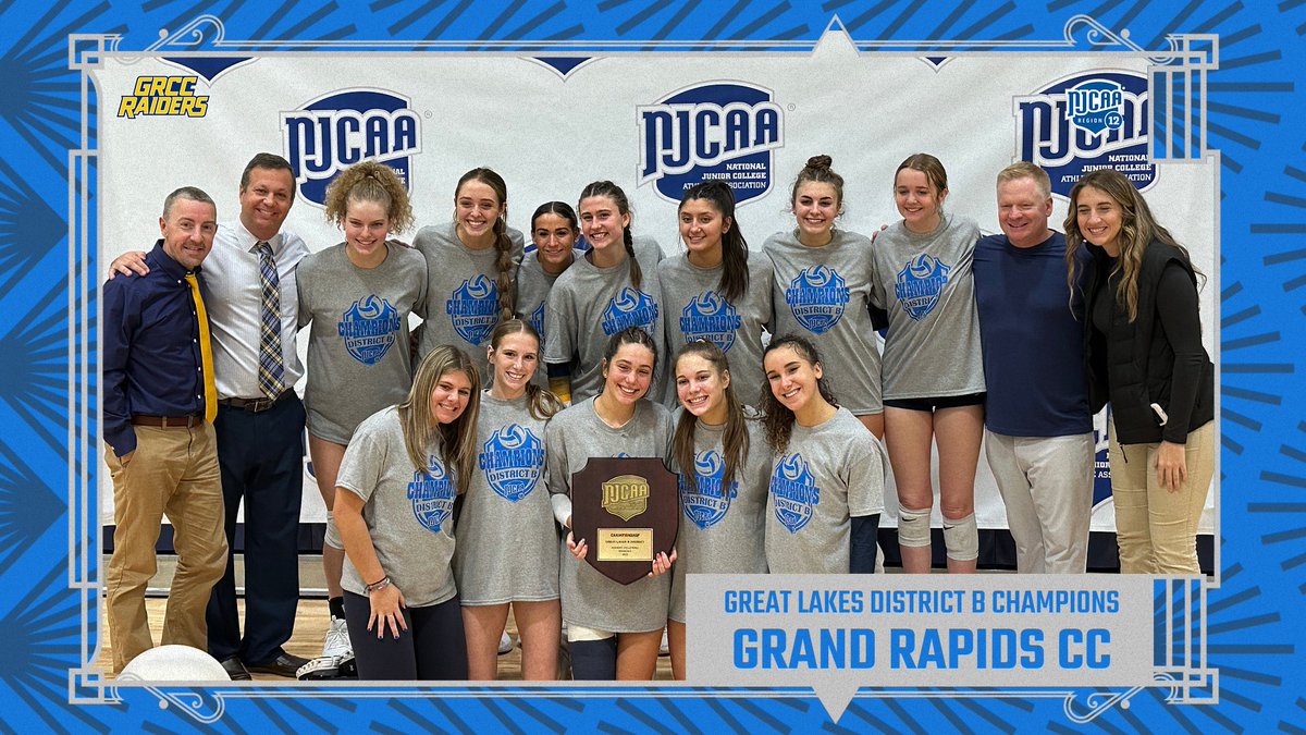 NJCAA Region 12 (@njcaaregion12) on Twitter photo π DISTRICT B CHAMPIONS!!! π
The sixth-ranked <a href="/GRCCAthletics/">GRCC Athletics</a> Raiders are the 2023 Great Lakes District B Champions!! The Raiders punched their ticket to the #NJCAAVB DII Championship in Cedar Rapids, IA, with a win in today's district title contest! Congratulations, Raiders! π DISTRICT B CHAMPIONS!!! π
The sixth-ranked <a href="/GRCCAthletics/">GRCC Athletics</a> Raiders are the 2023 Great Lakes District B Champions!! The Raiders punched their ticket to the #NJCAAVB DII Championship in Cedar Rapids, IA, with a win in today's district title contest! Congratulations, Raiders!