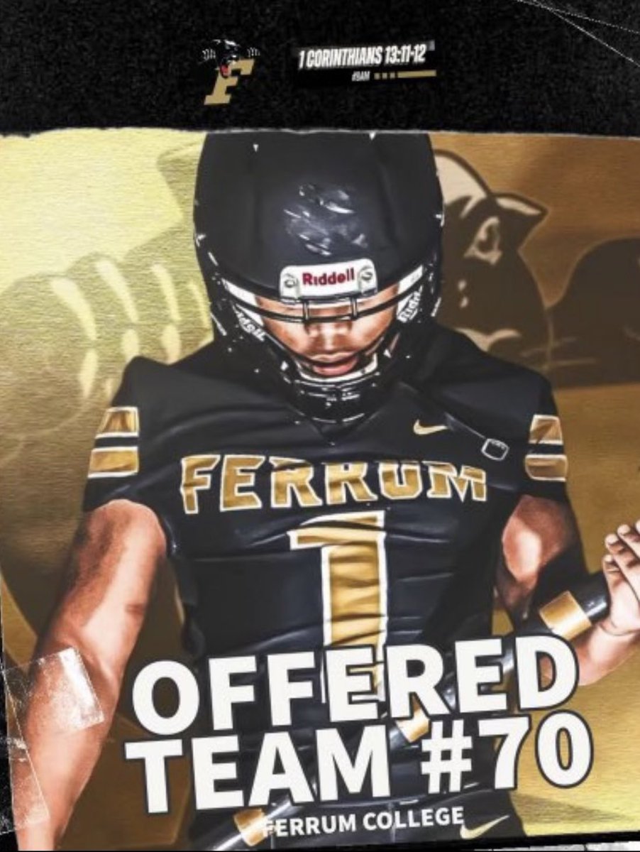 After a great visit today at @FerrumFootball very thankful to have received my first offer. @Coach_AjHopke @coach_J_Santi @Coach_Crews @CoachHarlo @JFFootballCavs