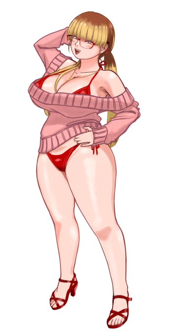 肩出しニット+ビキニ
組み合わせが大変えっち 