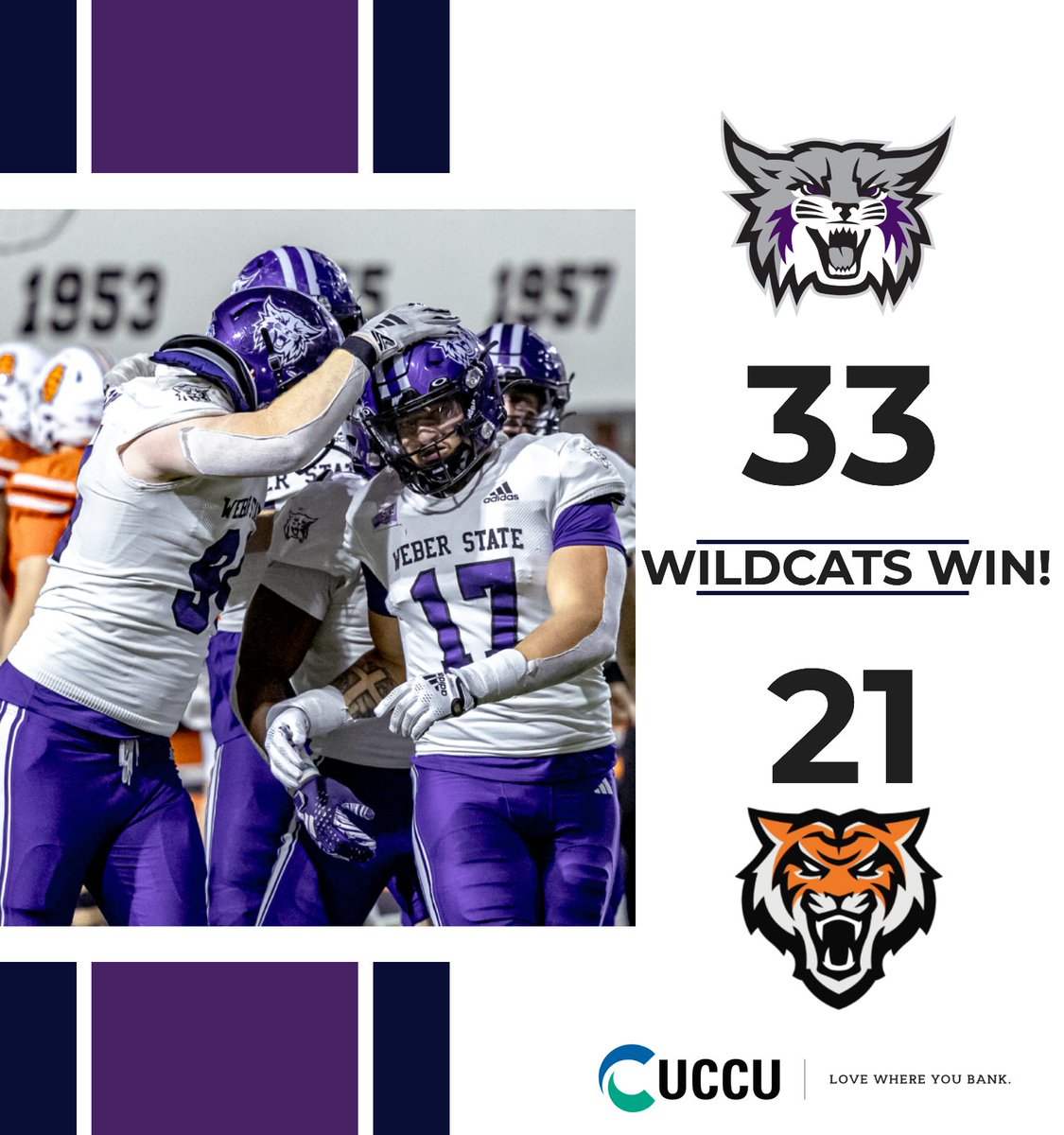 That’s another Wildcat…Win over the Bengals!

#WeAreWeber #GreatGreatGreat