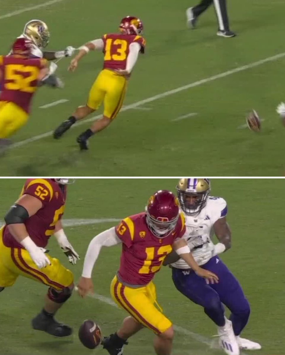 BleacherReport's tweet photo. Caleb Williams is strip sacked 😱

Washington ends up taking the 35-28 lead before the half 🍿 https://t.co/l8CoeHl4i1