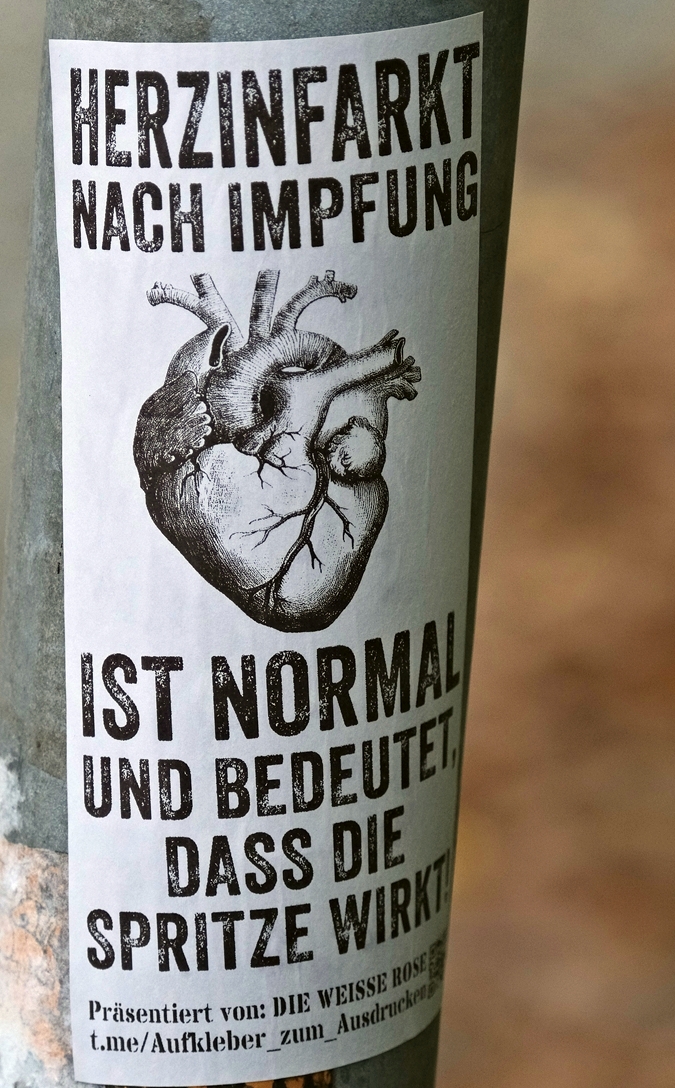 Zusatzaccount's tweet image. Diesen interessanten #Aufkleber entdeckte ich kürzlich in #Dresden. 🙂 #Spritze #Coronaimpfung #Herzinfarkt