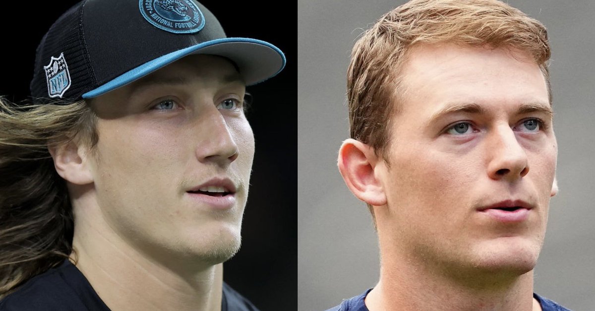 RookieWatxh's tweet image. Trevor Lawrence since being drafted (1st overall, 2021):

• 42 games played
• 931/1457 (64%)
• 9,689 passing yards
• 46 TD’s
• 29 INT’s
• 85.3 passer rating
• 18 wins

Mac Jones since being drafted (15th overall, 2021):

• 39 games played
• 813/1223 (67%)
• 8,439…